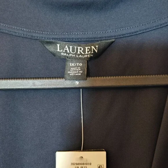 Lauren Ralph Lauren Plus Size Faux-Wrap Surplice Neck Top Navy Blue NWT - Picture 8 of 10